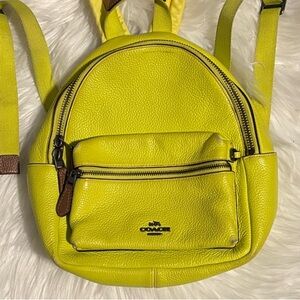 Coach Neon Yellow Leather Backpack- Keith Haring Co-lab